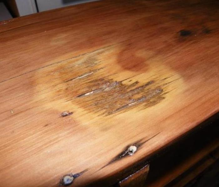 a water damaged table 