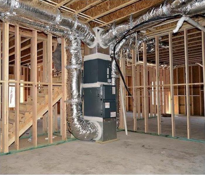 HVAC system in unfinished basement